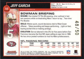 2002 Bowman Chrome - Refractors Gold #17 Jeff Garcia Back