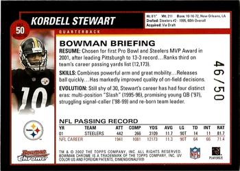 2002 Bowman Chrome - Refractors Gold #50 Kordell Stewart Back