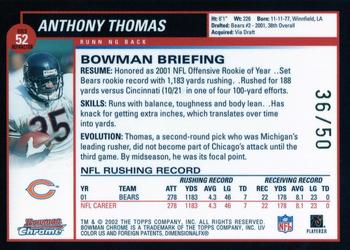 2002 Bowman Chrome - Refractors Gold #52 Anthony Thomas Back