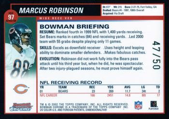 2002 Bowman Chrome - Refractors Gold #97 Marcus Robinson Back