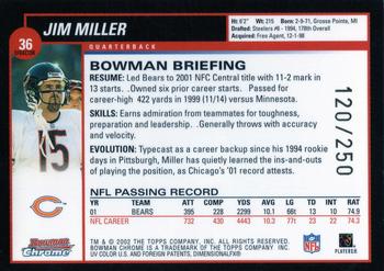 2002 Bowman Chrome - Xfractors #36 Jim Miller Back