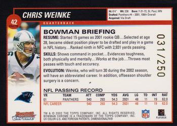 2002 Bowman Chrome - Xfractors #42 Chris Weinke Back