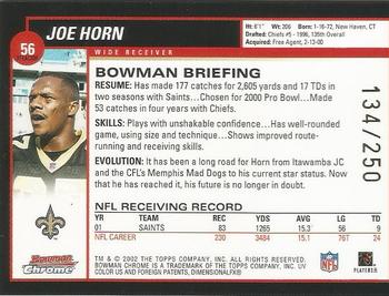 2002 Bowman Chrome - Xfractors #56 Joe Horn Back