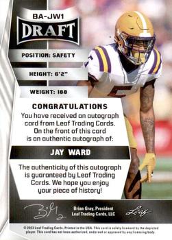2023 Leaf Draft - Autographs Blue #BA-JW1 Jay Ward Back