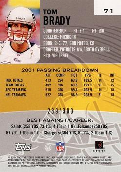 2002 Bowman's Best - Blue #71 Tom Brady Back