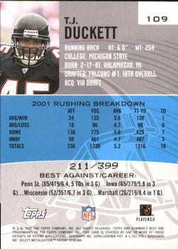 2002 Bowman's Best - Blue #109 T.J. Duckett Back