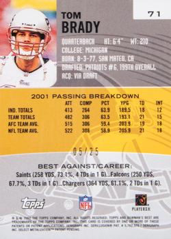 2002 Bowman's Best - Gold #71 Tom Brady Back