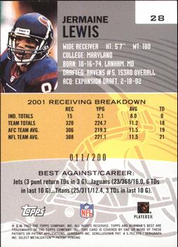 2002 Bowman's Best - Red #28 Jermaine Lewis Back