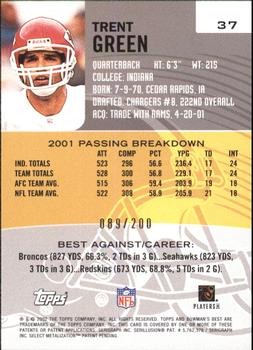 2002 Bowman's Best - Red #37 Trent Green Back