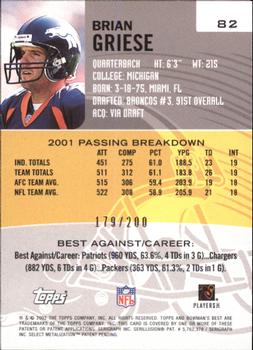 2002 Bowman's Best - Red #82 Brian Griese Back