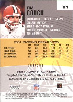 2002 Bowman's Best - Red #83 Tim Couch Back