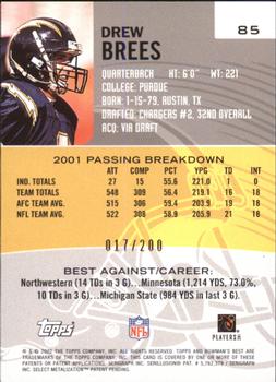 2002 Bowman's Best - Red #85 Drew Brees Back