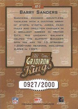 2002 Donruss - All Time Gridiron Kings #AT-7 Barry Sanders Back