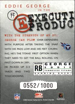 2002 Donruss - Executive Producers #EP17 Eddie George Back