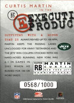 2002 Donruss - Executive Producers #EP20 Curtis Martin Back