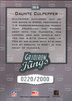 2002 Donruss - Gridiron Kings #GK-8 Daunte Culpepper Back
