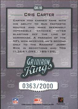2002 Donruss - Gridiron Kings #GK-10 Cris Carter Back