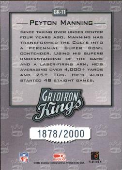 2002 Donruss - Gridiron Kings #GK-11 Peyton Manning Back