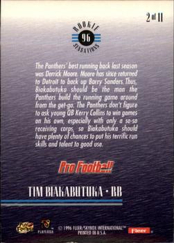 1996 Fleer - Rookie Sensations #2 Tim Biakabutuka Back