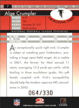2002 Donruss - Stat Line Career #7 Alge Crumpler Back