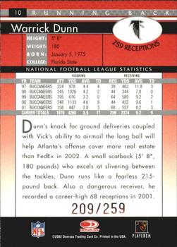 2002 Donruss - Stat Line Career #10 Warrick Dunn Back