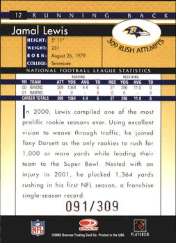 2002 Donruss - Stat Line Career #12 Jamal Lewis Back