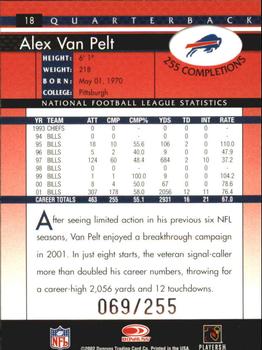 2002 Donruss - Stat Line Career #18 Alex Van Pelt Back