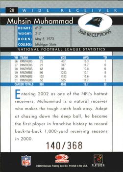 2002 Donruss - Stat Line Career #28 Muhsin Muhammad Back