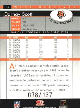 2002 Donruss - Stat Line Career #35 Darnay Scott Back