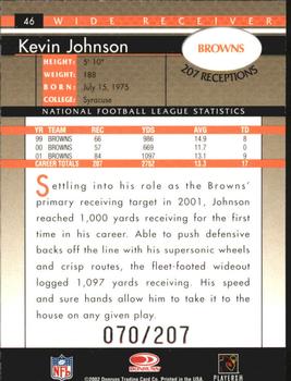 2002 Donruss - Stat Line Career #46 Kevin Johnson Back