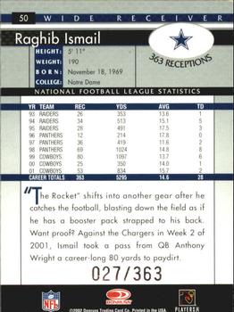 2002 Donruss - Stat Line Career #50 Raghib Ismail Back