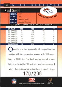 2002 Donruss - Stat Line Career #59 Rod Smith Back