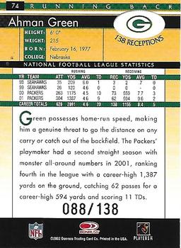 2002 Donruss - Stat Line Career #74 Ahman Green Back