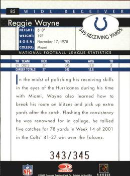 2002 Donruss - Stat Line Career #85 Reggie Wayne Back