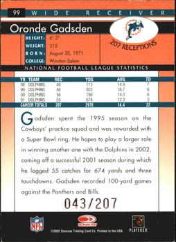 2002 Donruss - Stat Line Career #99 Oronde Gadsden Back