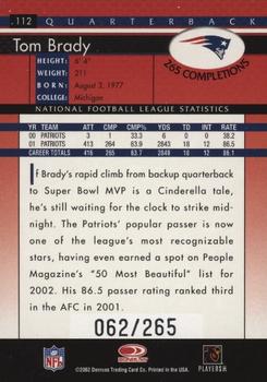 2002 Donruss - Stat Line Career #112 Tom Brady Back