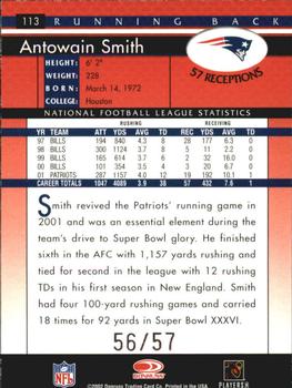 2002 Donruss - Stat Line Career #113 Antowain Smith Back