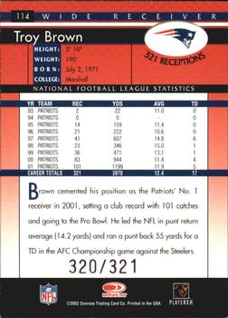 2002 Donruss - Stat Line Career #114 Troy Brown Back