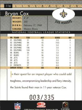 2002 Donruss - Stat Line Career #116 Bryan Cox Back