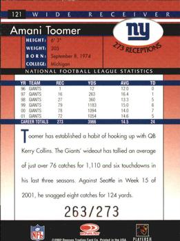 2002 Donruss - Stat Line Career #121 Amani Toomer Back