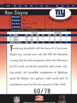 2002 Donruss - Stat Line Career #122 Ron Dayne Back