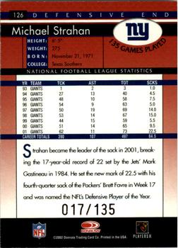 2002 Donruss - Stat Line Career #126 Michael Strahan Back