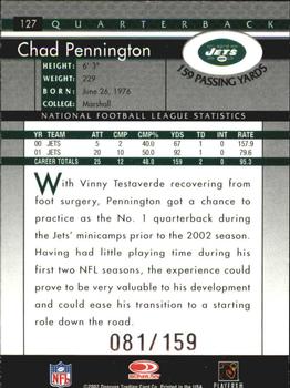 2002 Donruss - Stat Line Career #127 Chad Pennington Back