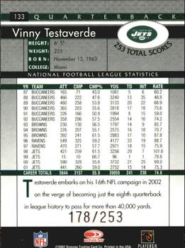 2002 Donruss - Stat Line Career #133 Vinny Testaverde Back