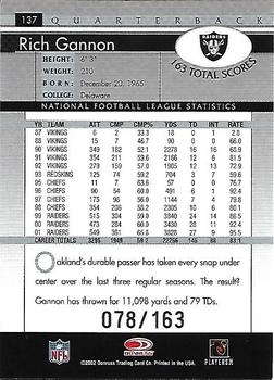 2002 Donruss - Stat Line Career #137 Rich Gannon Back