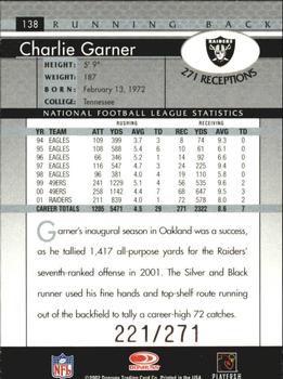 2002 Donruss - Stat Line Career #138 Charlie Garner Back