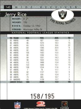 2002 Donruss - Stat Line Career #140 Jerry Rice Back