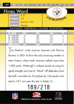 2002 Donruss - Stat Line Career #149 Hines Ward Back