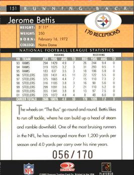 2002 Donruss - Stat Line Career #151 Jerome Bettis Back