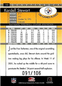 2002 Donruss - Stat Line Career #152 Kordell Stewart Back